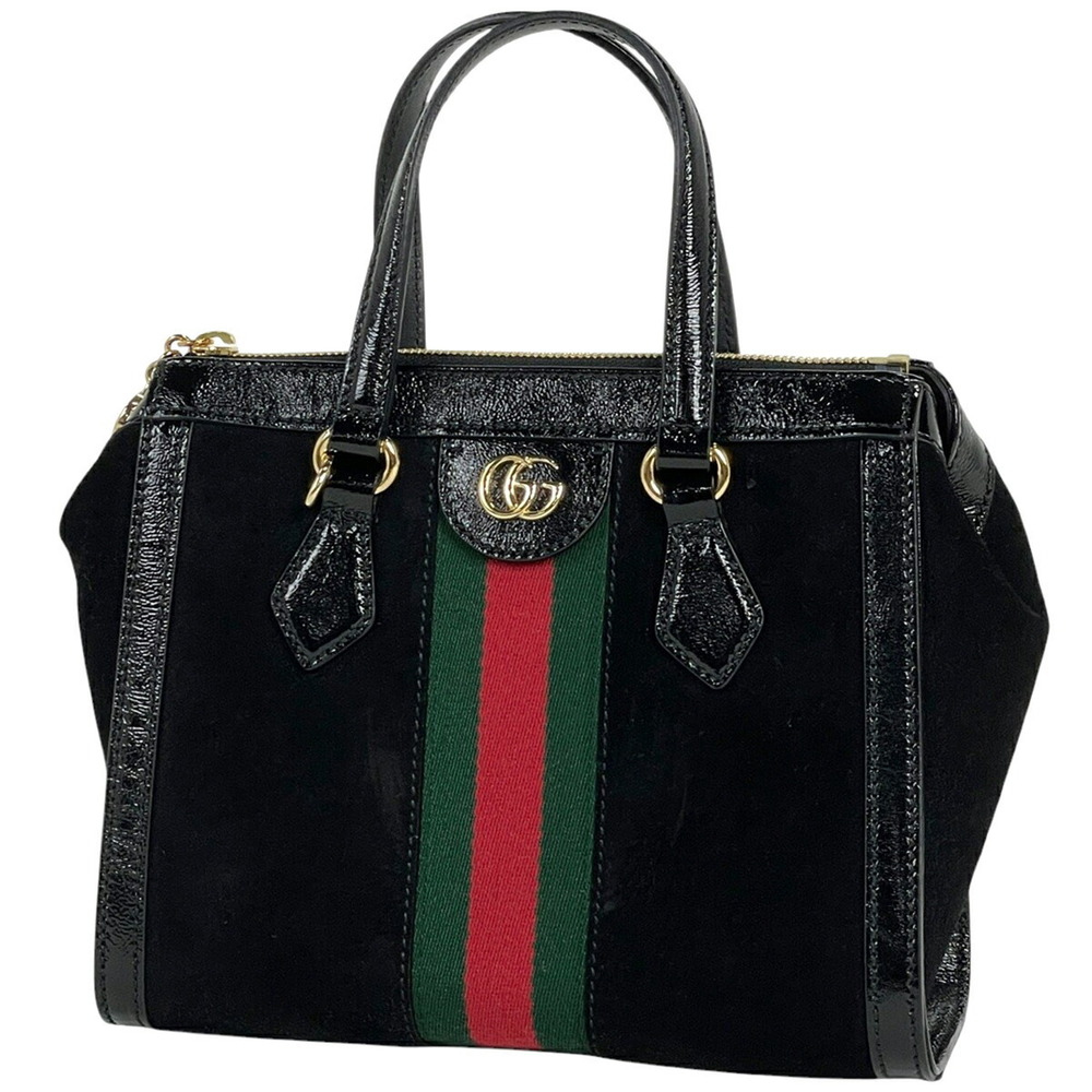 Gucci Ophidia GG Handbag Shoulder Bag Sherry Web Suede Black